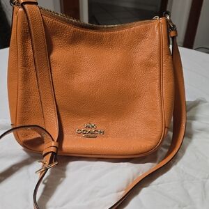 Coach Orange Leather Shoulder Bag with Adjustable Strap with Matching Wallet!!